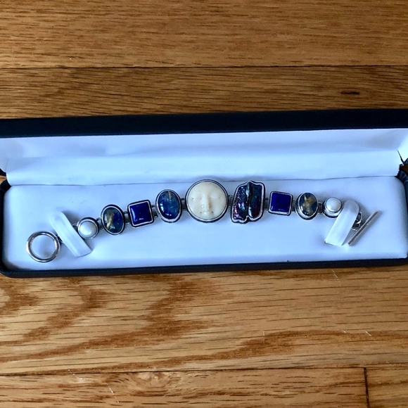 Sterling Silver Moonface link bracelet